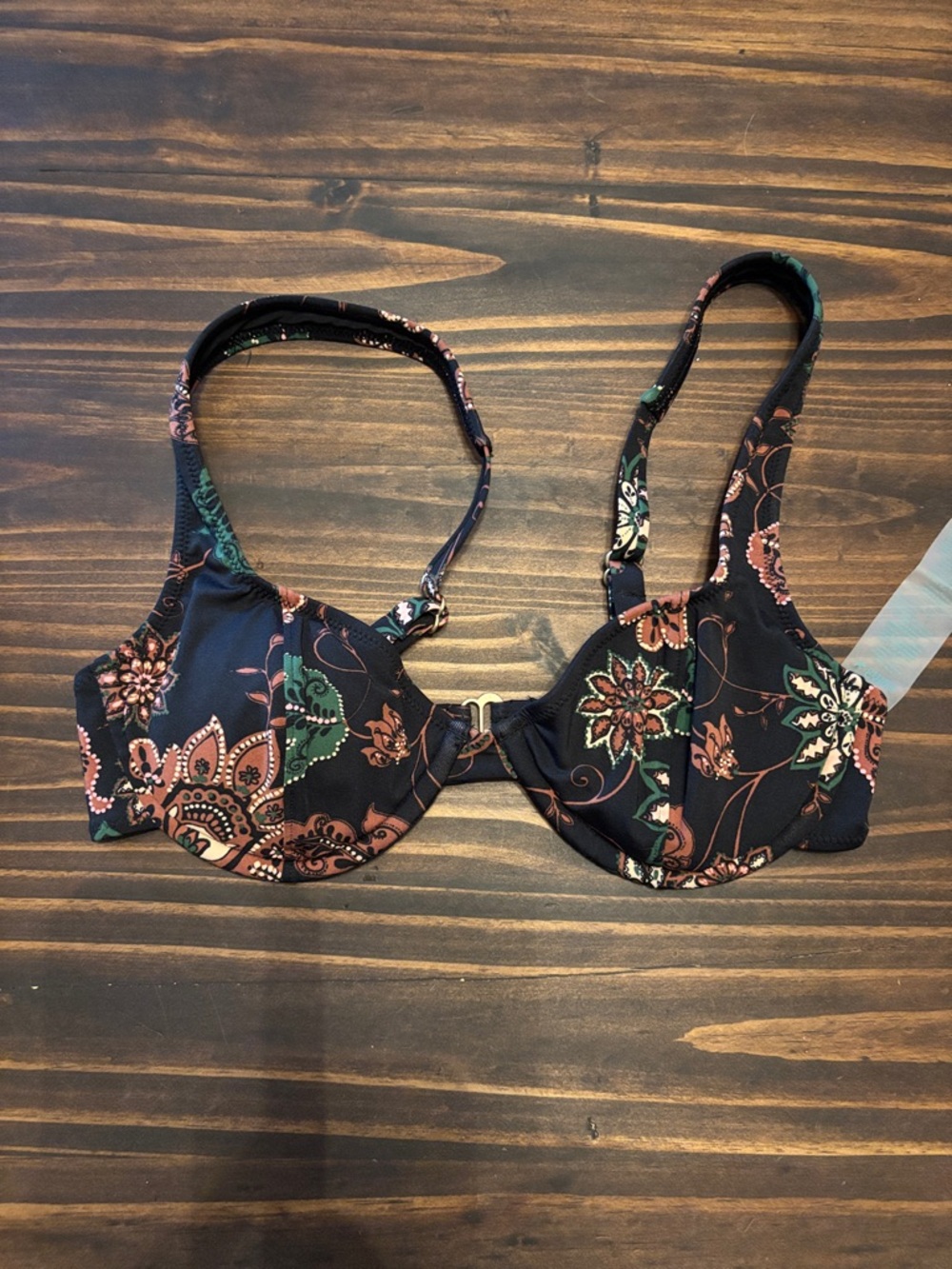 Carve designs black floral bikini top 34c